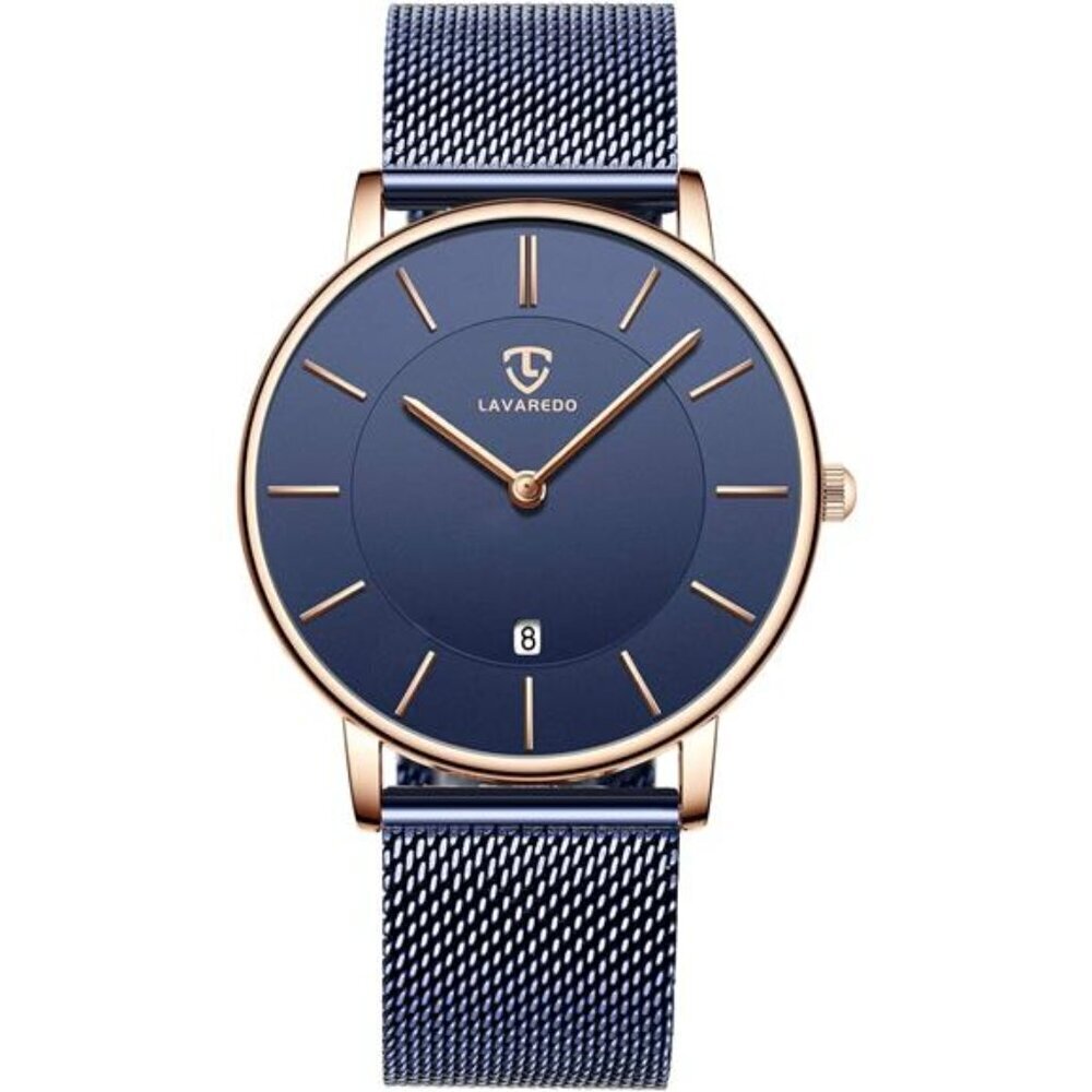 Lavaredo Men’s Blue Dial Rose Gold Accent Mesh Strap Watch